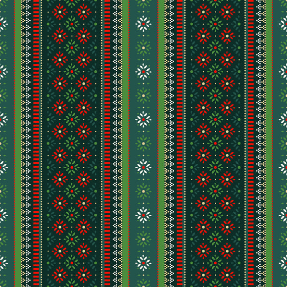 Joyful 25cm Fairisle Stripe Metallic Green